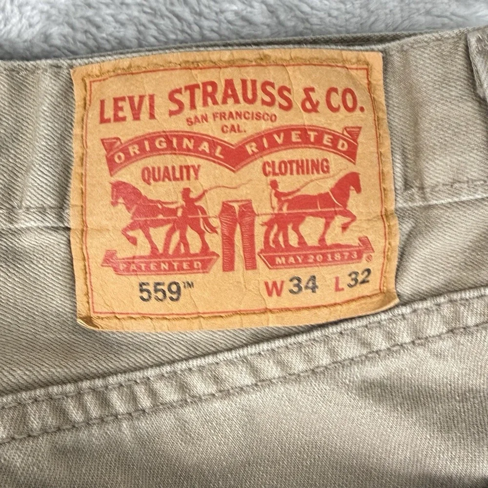 Levi's‎ 559 Relaxed Straight Jeans Mens 34x32 Khaki Tan WaterLess Casual Pants